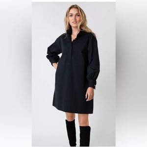 Ann Mashburn Navy Cotton Long Sleeve Shift Pop Over dress. Excellent condition